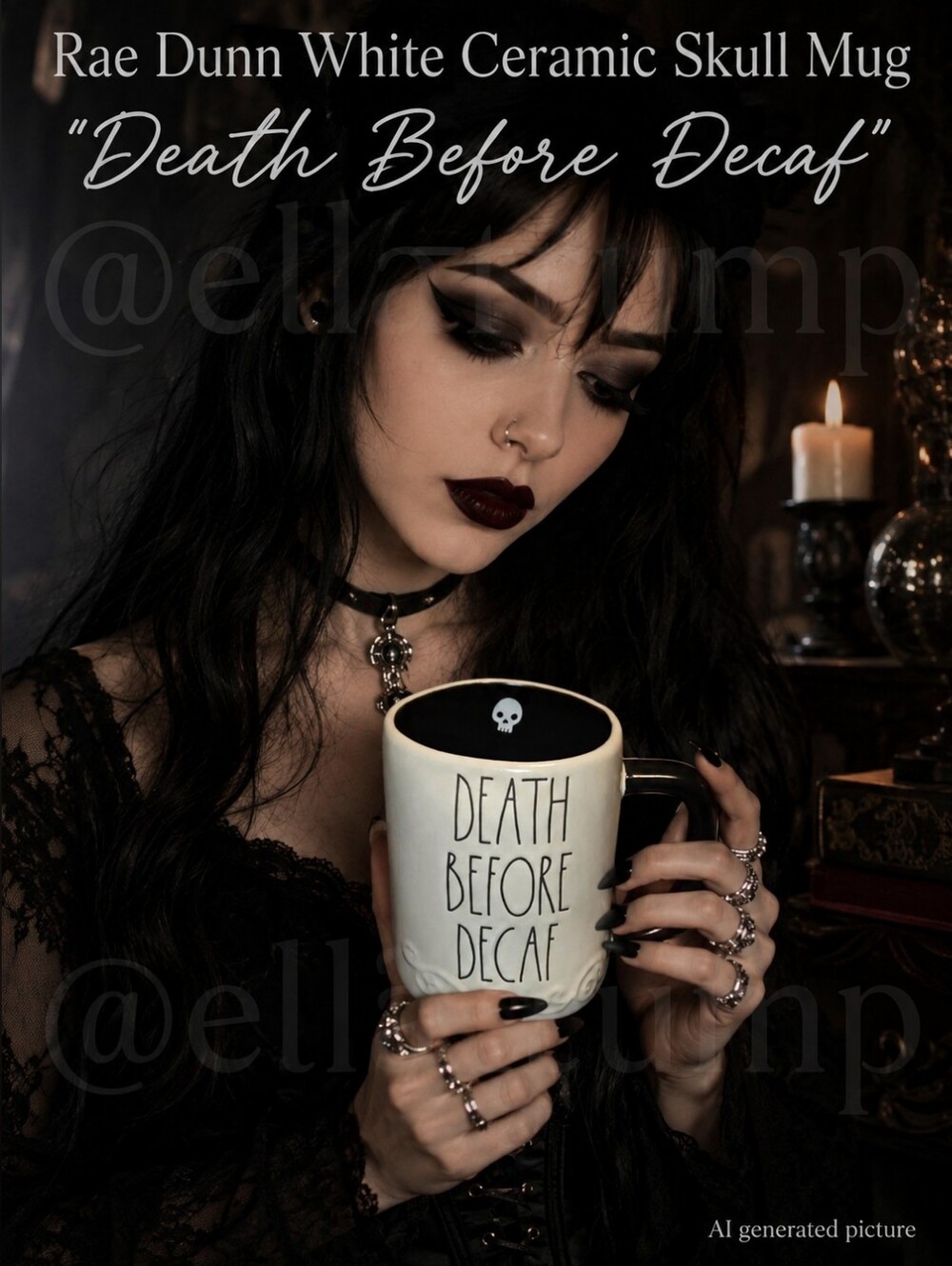 Rae Dunn Ceramic Death Before Decaf Mug NWOT